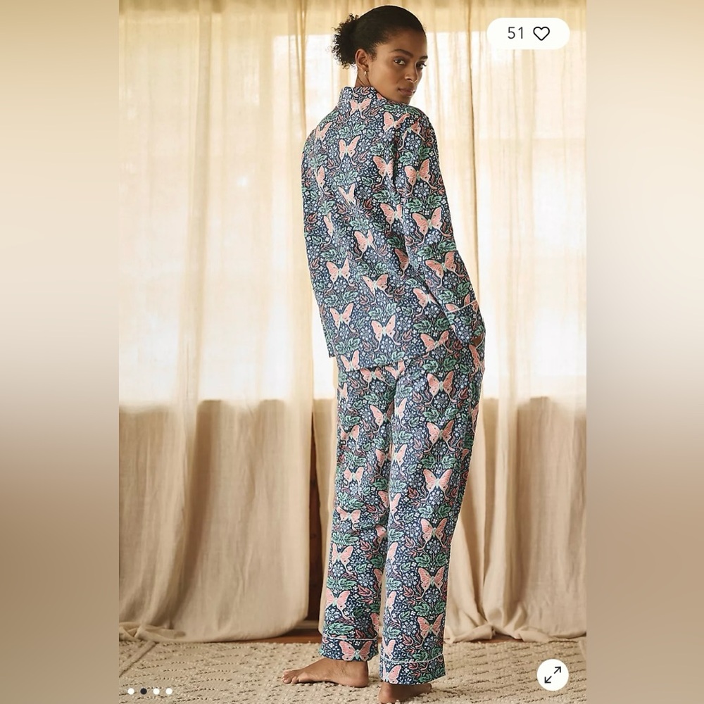 Printfresh x Anthropologie Butterfly Organic Cotton Pajama Top Shirt M - Picture 3 of 12